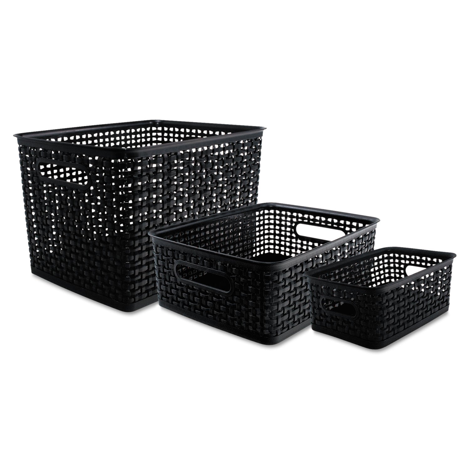 Advantus Weave Bins, 13.63 X 10.75 X 9, Black, 3/pack