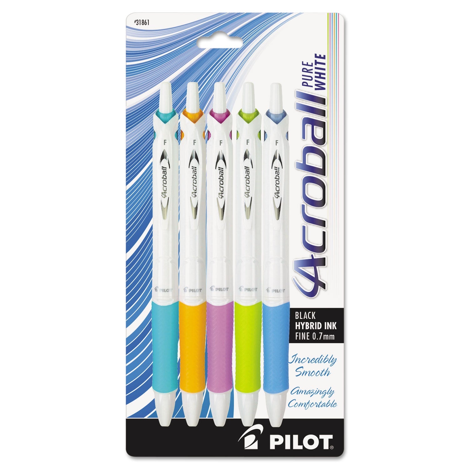 Acroball PureWhite Gel Pen | Black Ink | 5-Pk