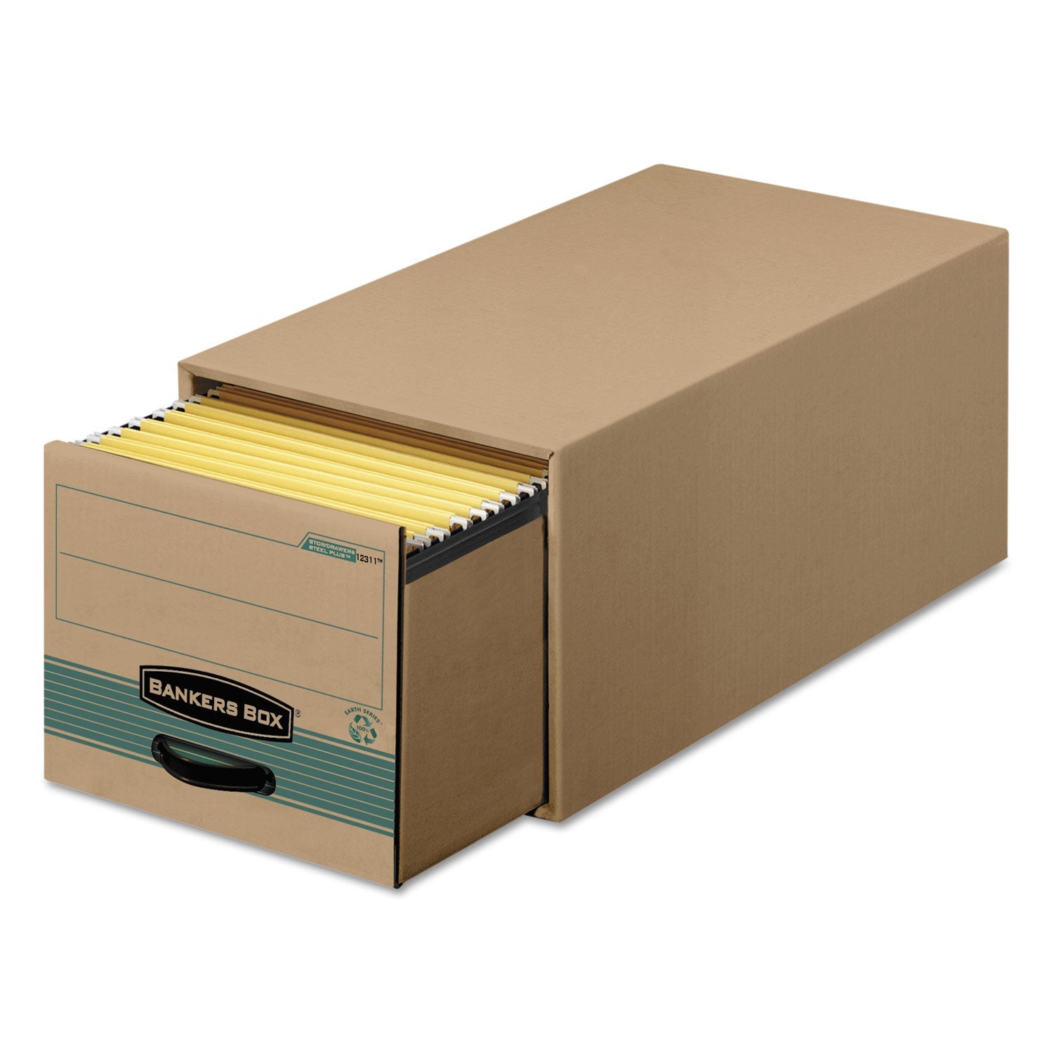 Bankers Box® Stor/drawer Steel Plus Extra Space-Savings Storage Drawers, Legal Files, 16.75" X 25.5" X 11.5", Kraft/green, 6/carton