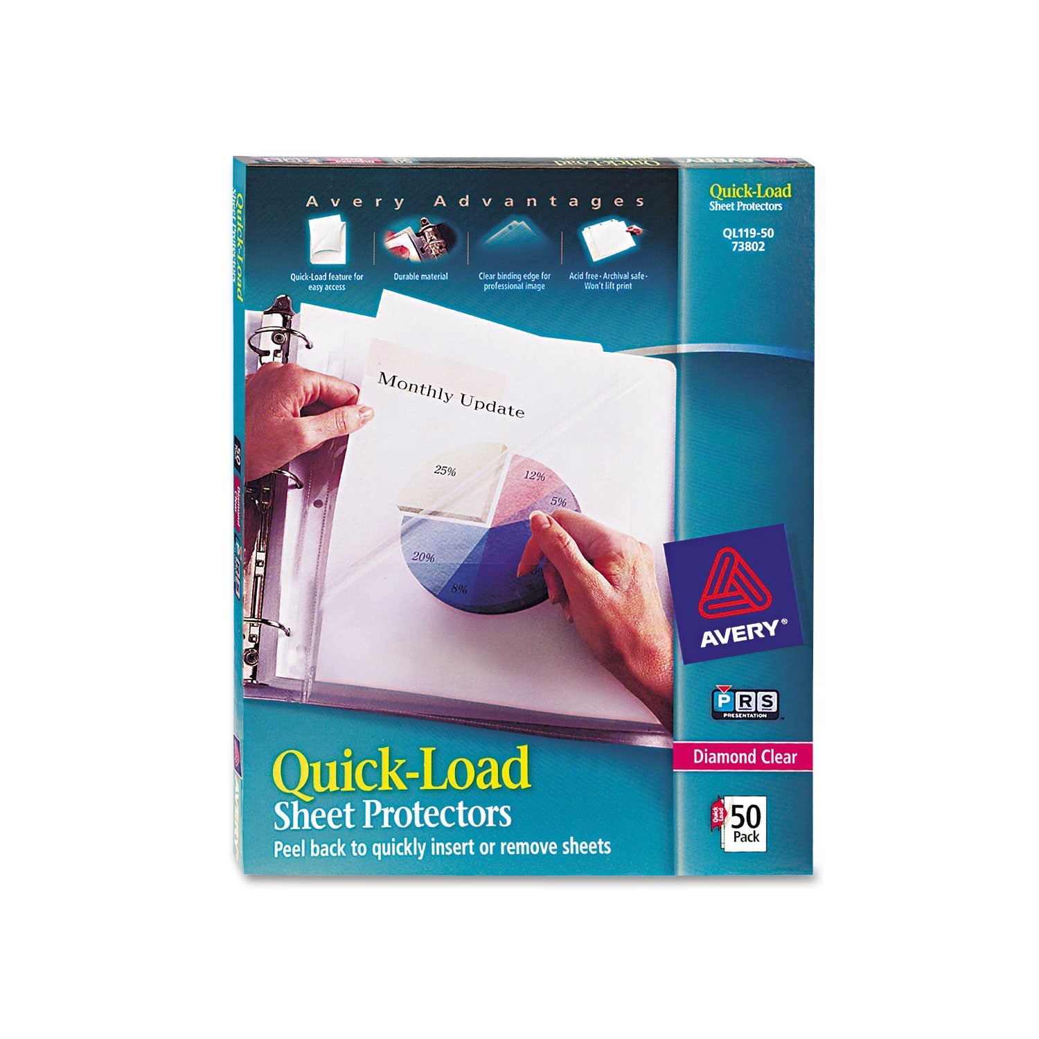 Avery® Quick Top And Side Loading Sheet Protectors, Letter, Diamond Clear, 50/box