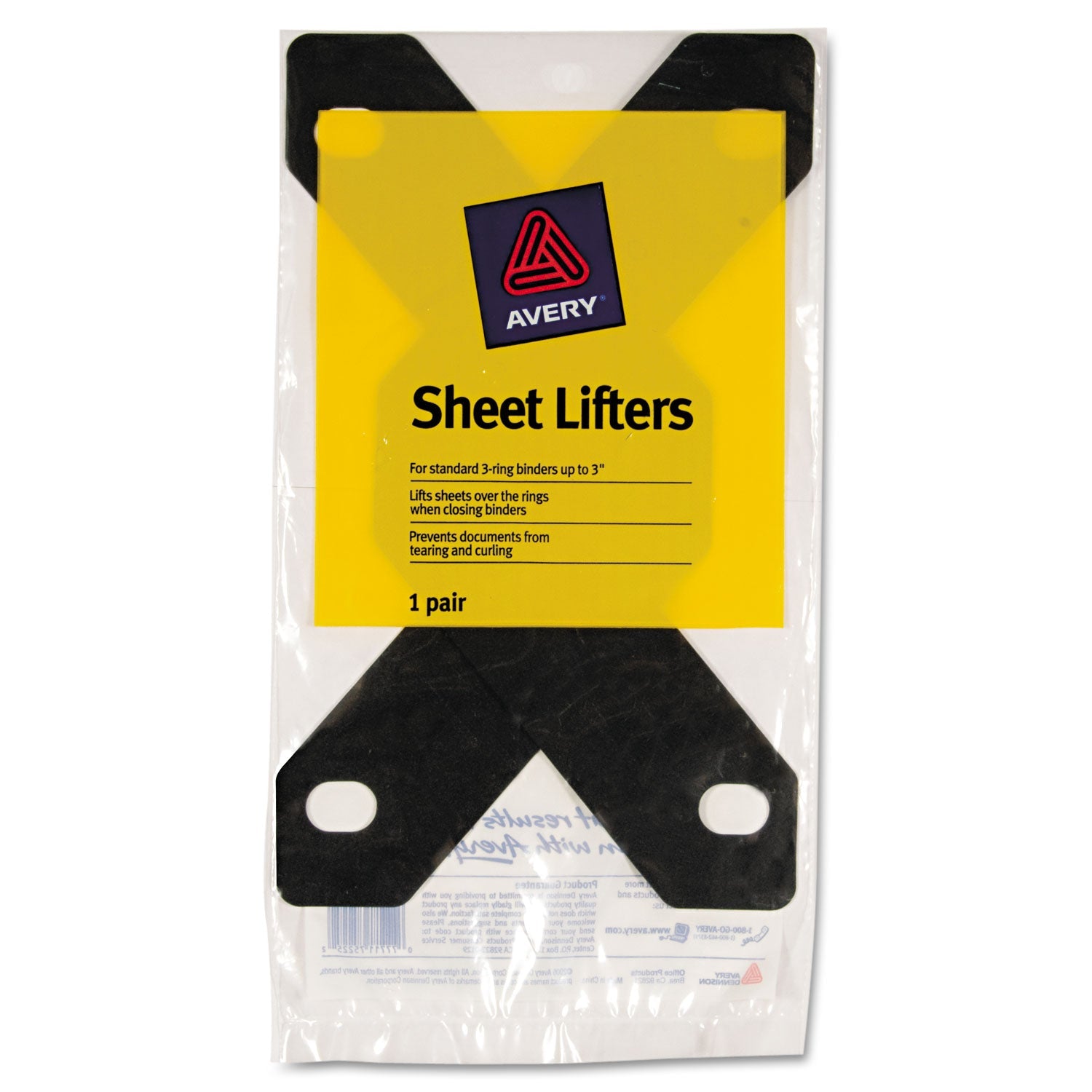 Avery® Triangle Shaped Sheet Lifter For Three-Ring Binder, Black, 2/pack