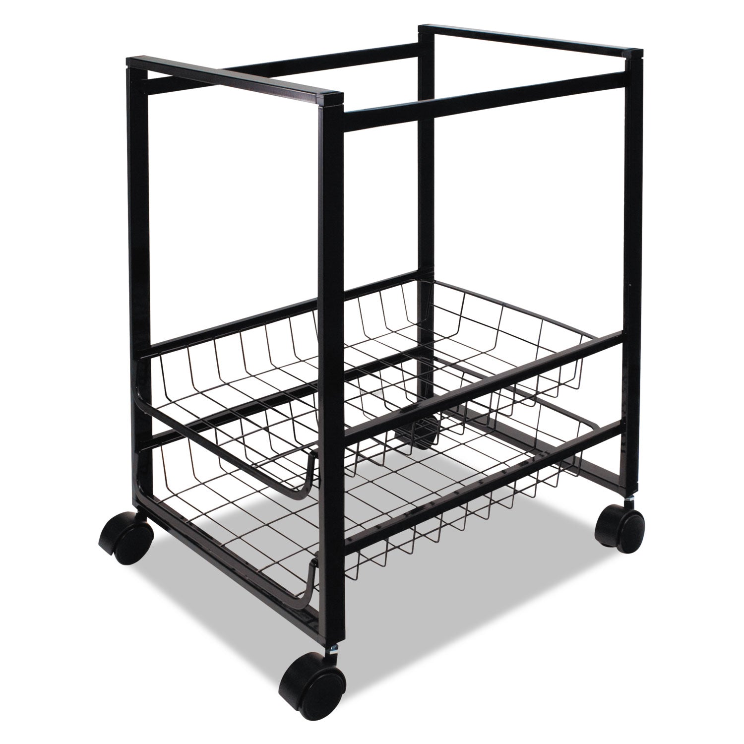 Advantus Mobile File Cart with Sliding Baskets, Metal, 2 Drawers, 1 Bin, 12.88" x 15" x 21.13", Black