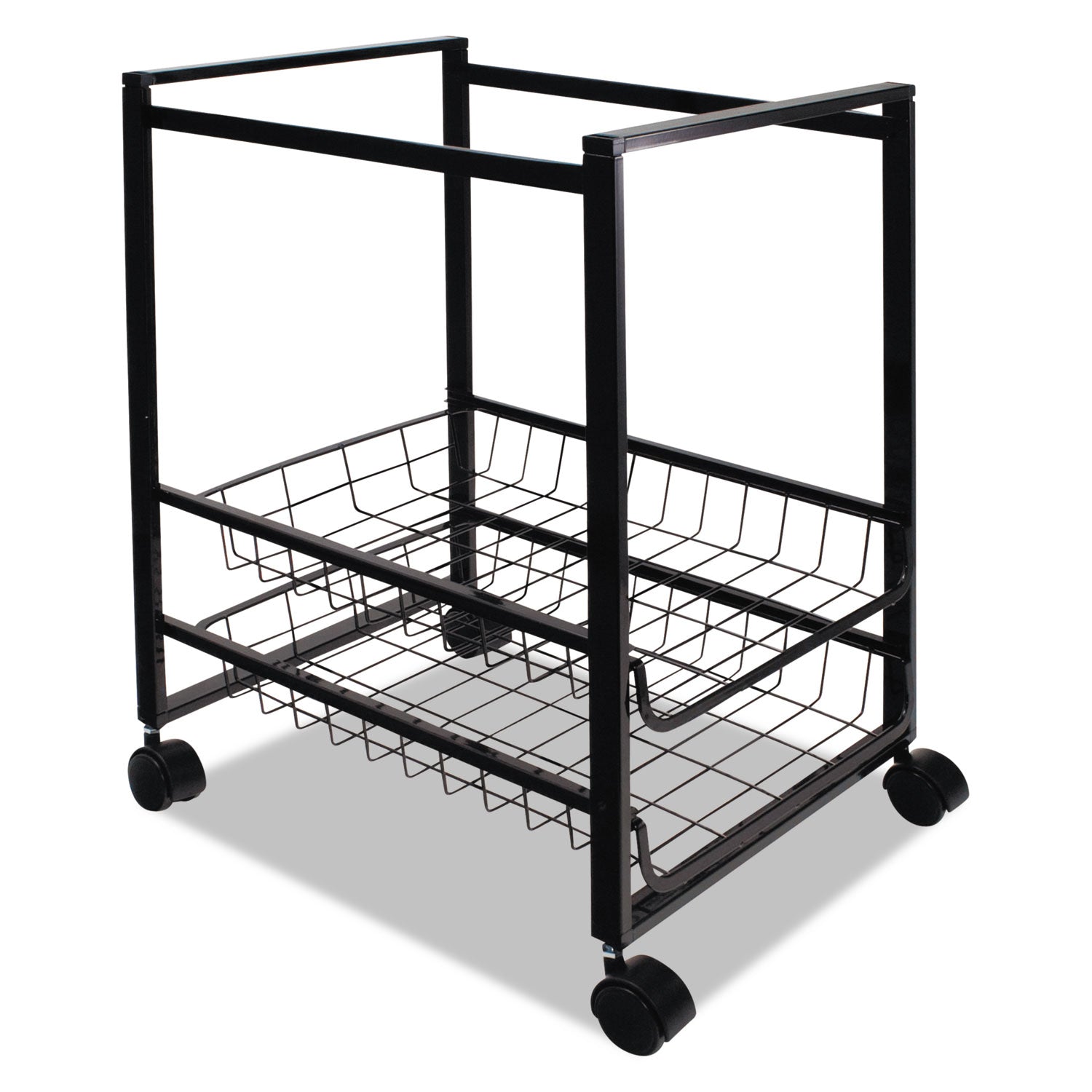 Advantus Mobile File Cart with Sliding Baskets, Metal, 2 Drawers, 1 Bin, 12.88" x 15" x 21.13", Black