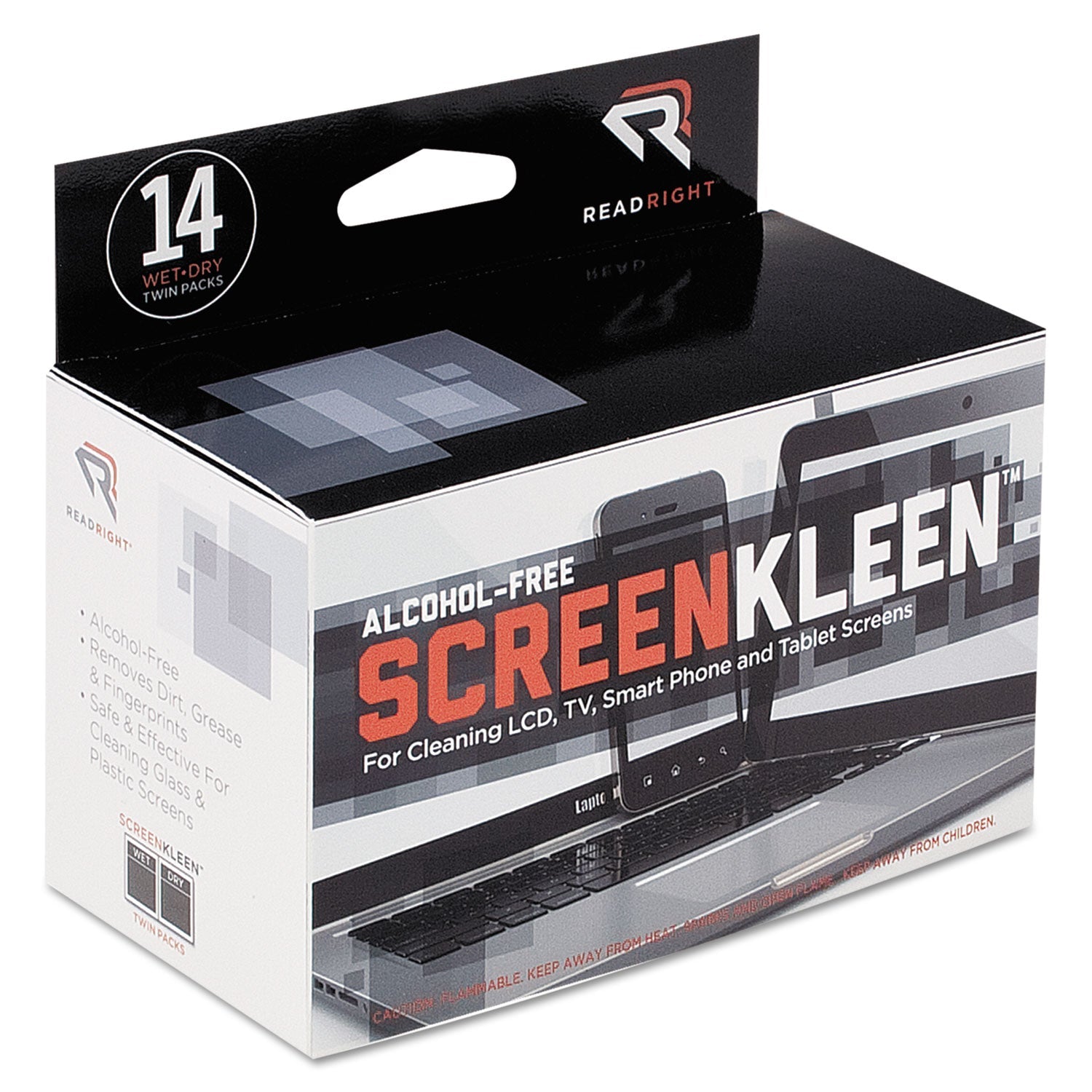 ScreenKleen Alcohol-Free Wipes | 14/Box, Read Right®