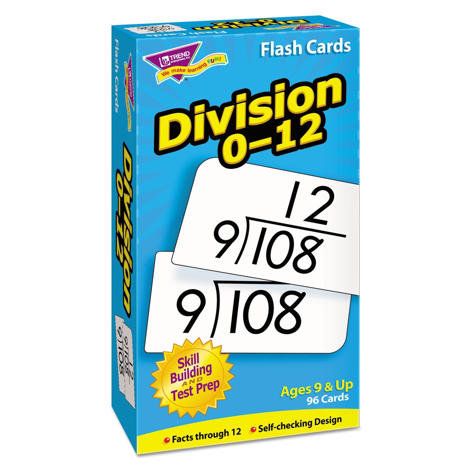 TREND® Skill Drill Flash Cards, Division, 3 X 6, Black And White, 91/pack