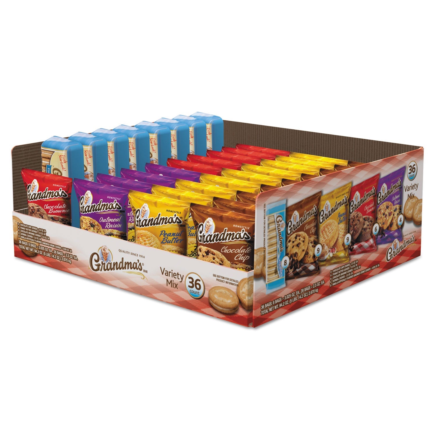 Grandma's® Cookies Variety Tray 36 Count, 2.5 Oz Packs