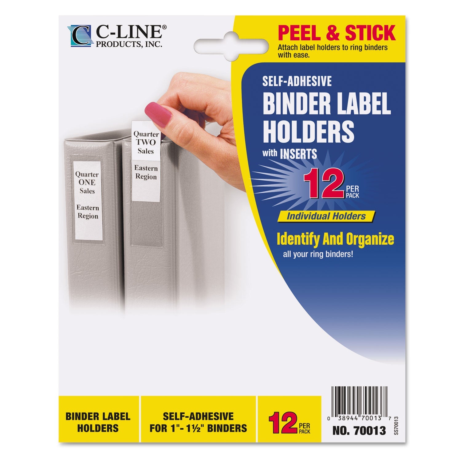 Self-Adhesive Ring Binder Label Holders | 12-Pack