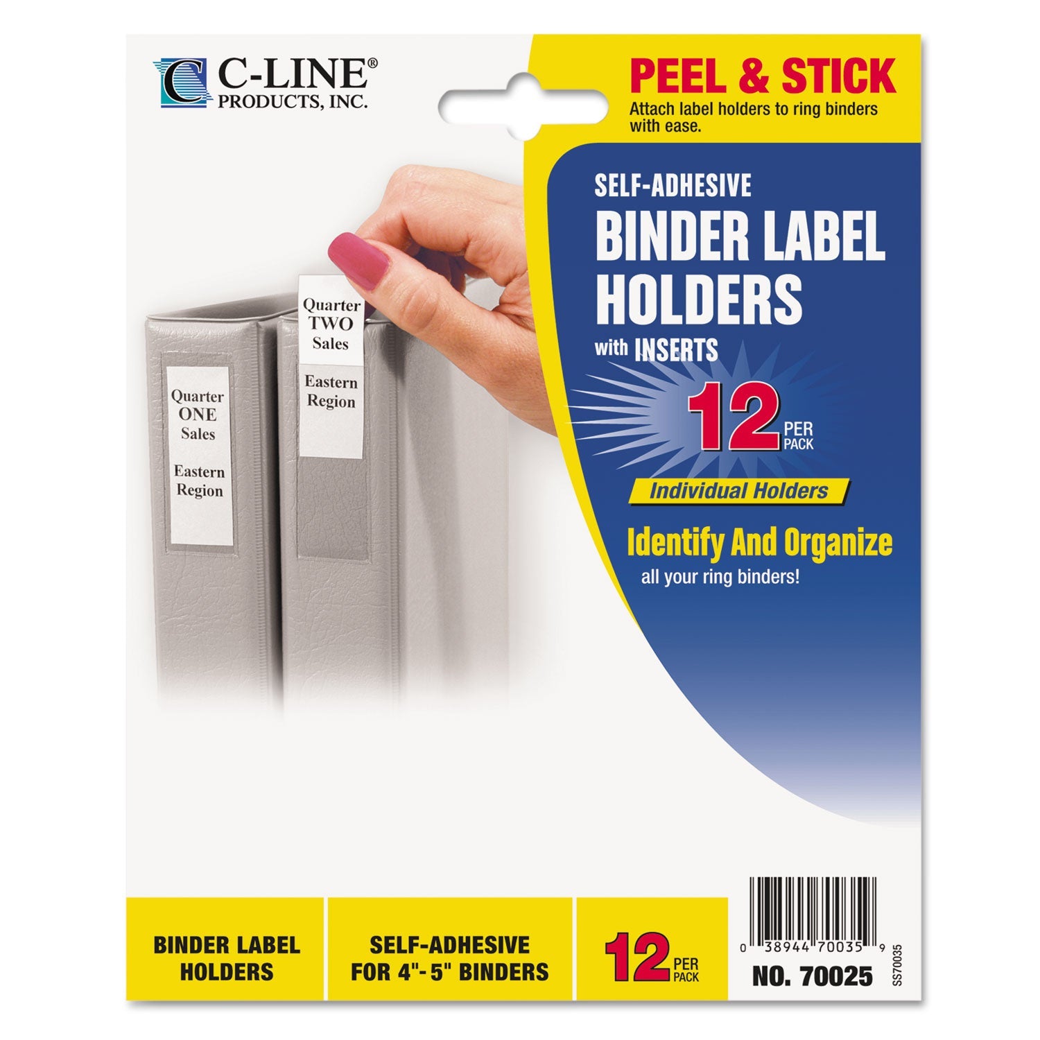 Self-Adhesive Ring Binder Label Holders | 12-Pack
