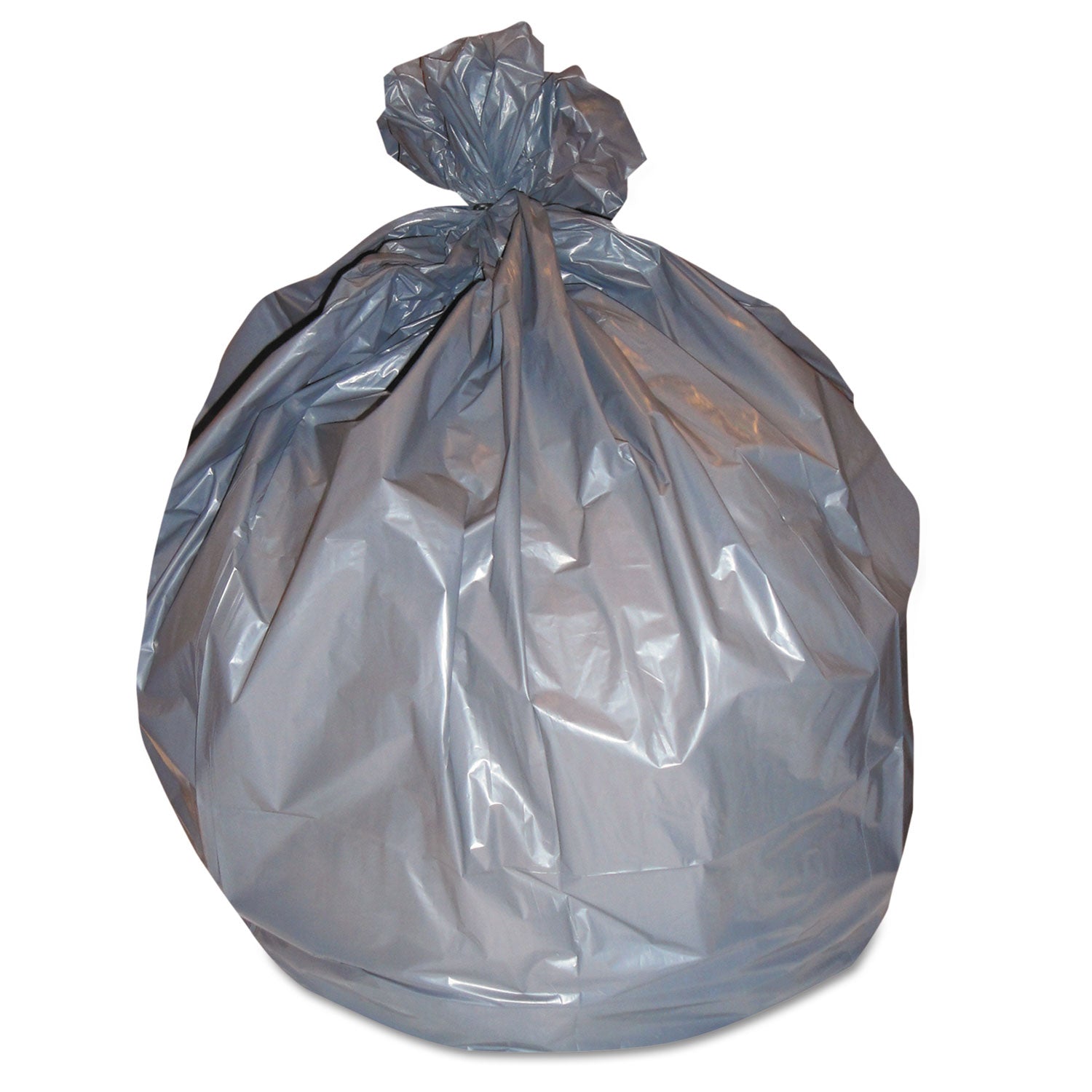RePrime Right Sack Can Liners, 56 gal, 40.64 mic, 44" x 55", Gray, 100/Carton