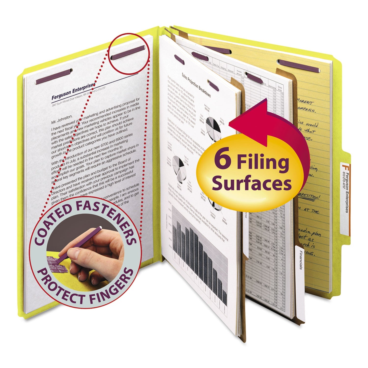 Classification Folders | Smead Six-Section Yellow