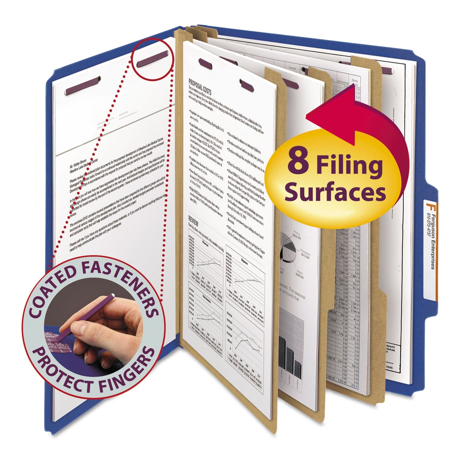 Classification Folders | Smead Eight-Section Blue