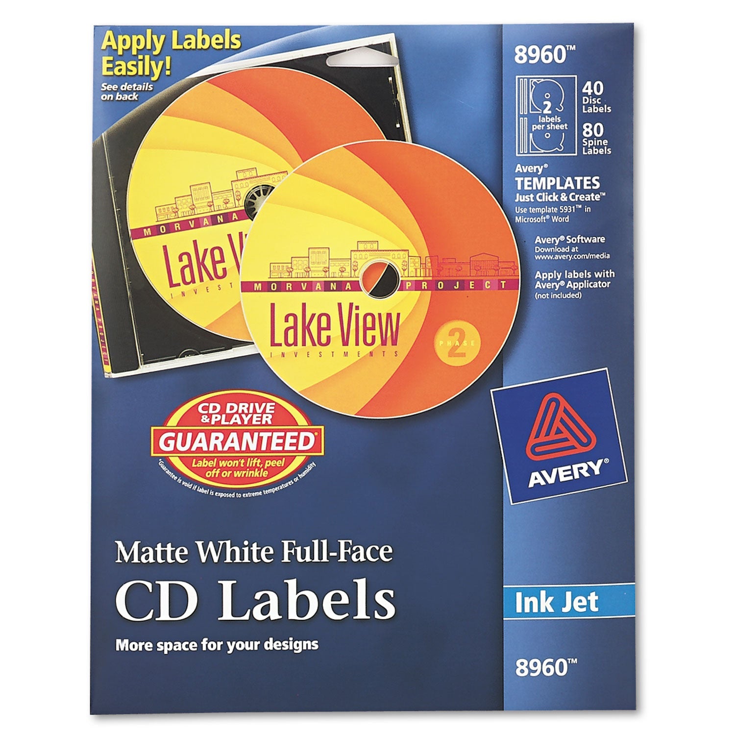 Avery® Inkjet Full-Face Cd Labels, Matte White, 40/pack