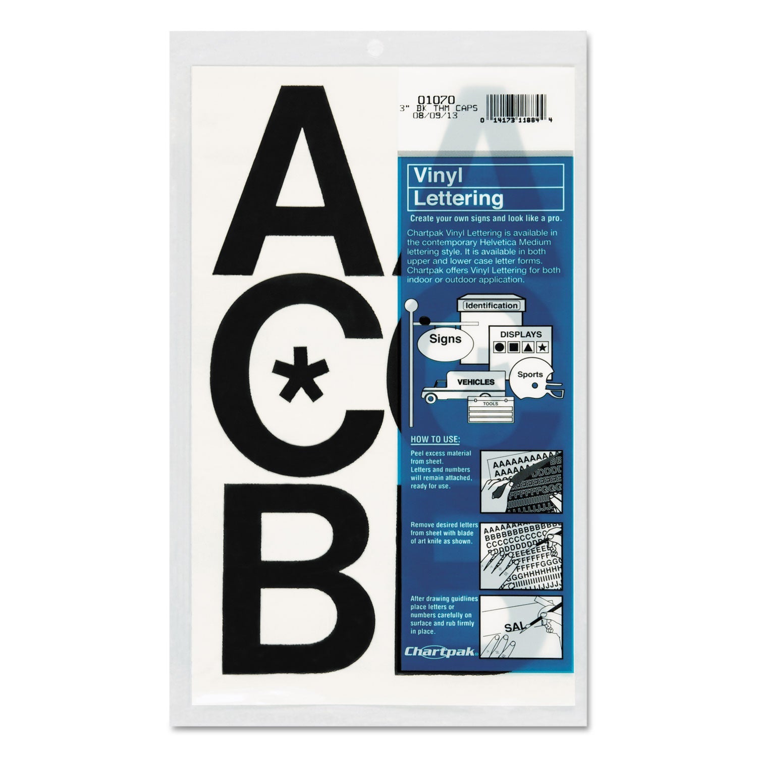 Press-On Vinyl Uppercase Letters | 3", Black, 50/Pk