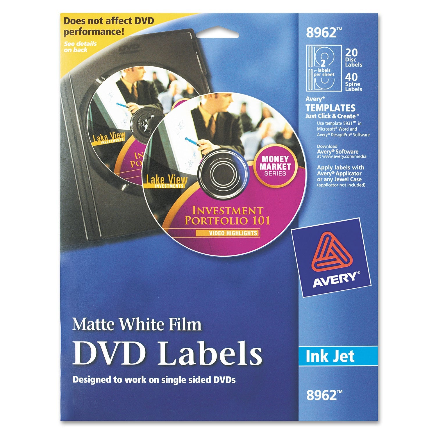 Inkjet DVD Labels | Matte White | 20-Pack | Avery®