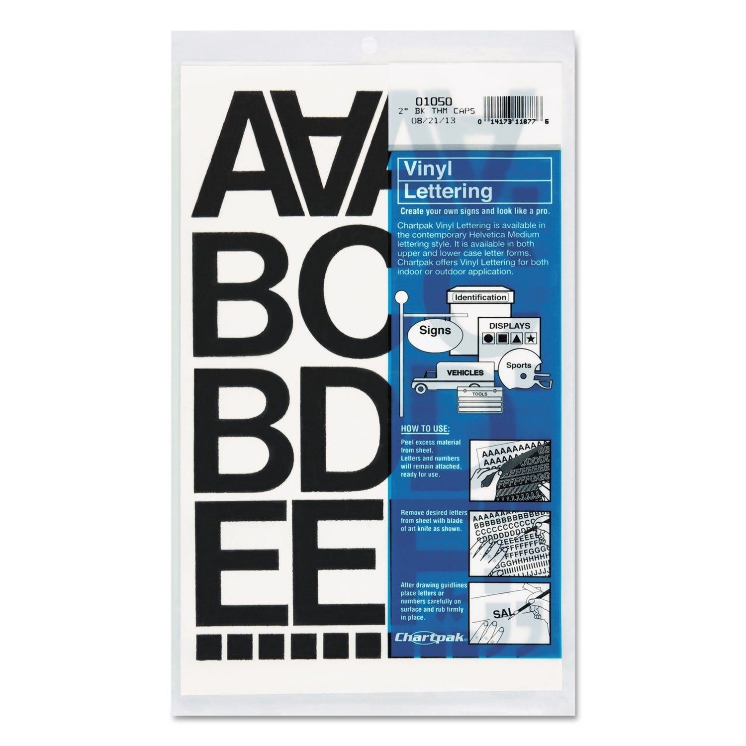 Chartpak® Press-On Vinyl Letters And Numbers, Self Adhesive, Black, 2"h, 77/pack