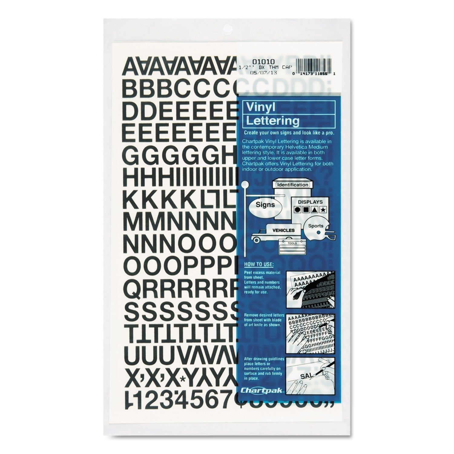 Press-On Vinyl Letters and Numbers | Black, 0.5"