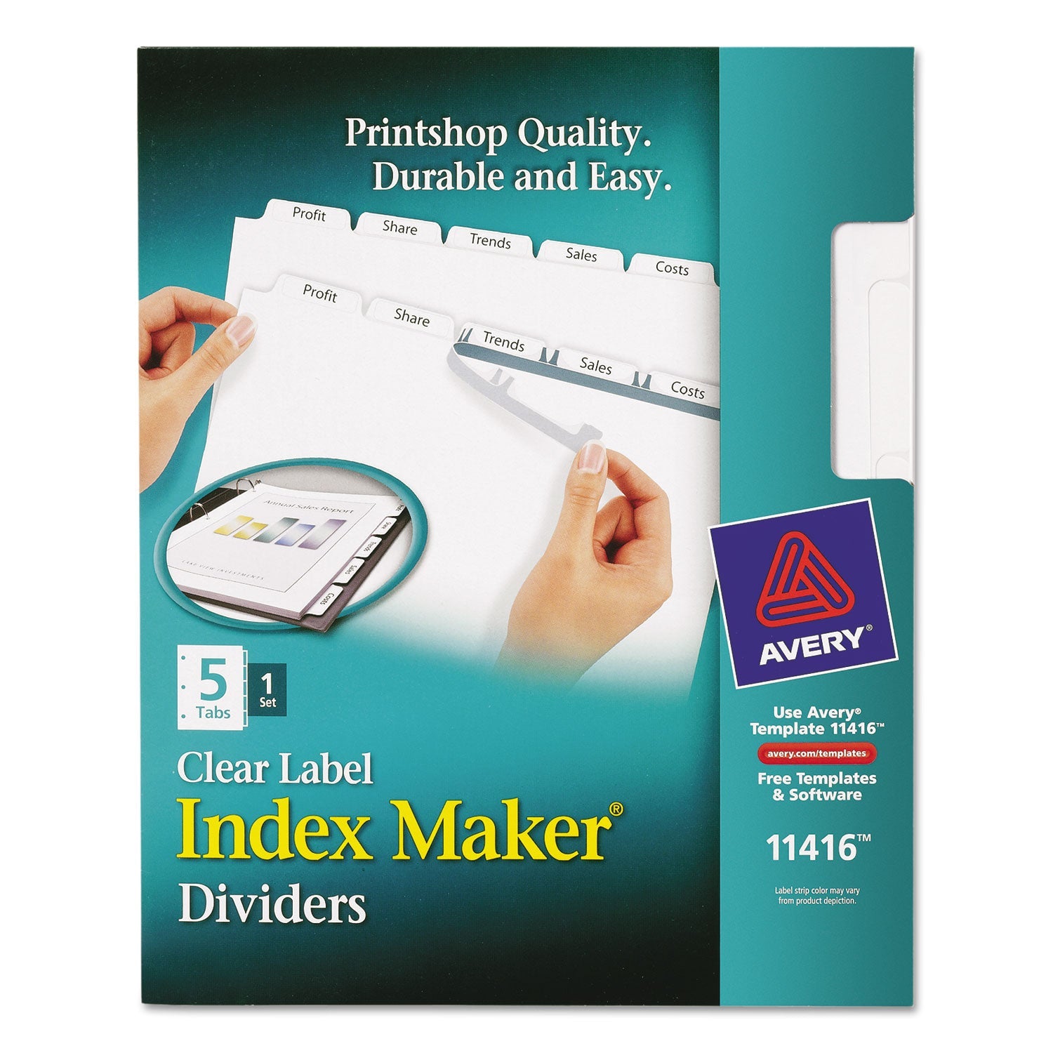Clear Label Dividers | 5-Tab White Tabs | 1 Set