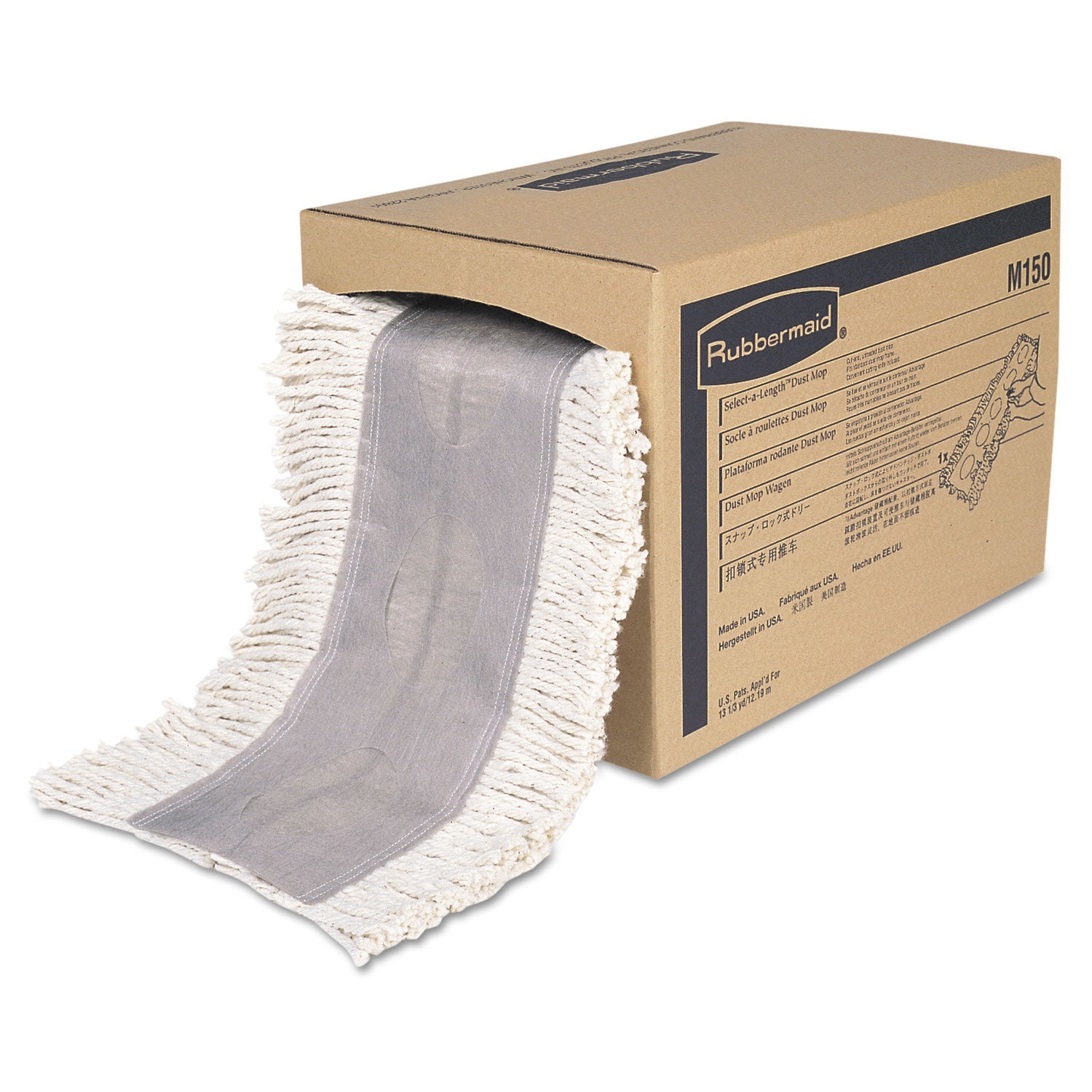Rubbermaid® Commercial Cut To Length Dust Mops, Cotton, White, Cut-End, 5 X 40 Ft, 1 Box