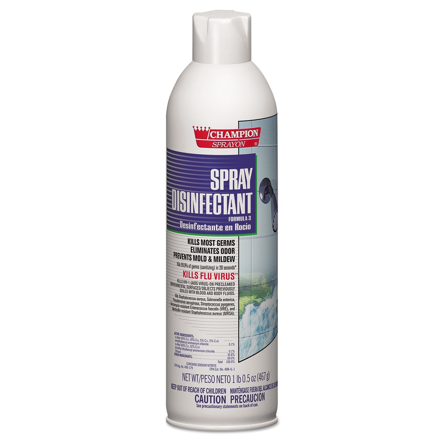 Chase Products Champion Sprayon Spray Disinfectant, 16.5 Oz Aerosol Spray, 12/carton