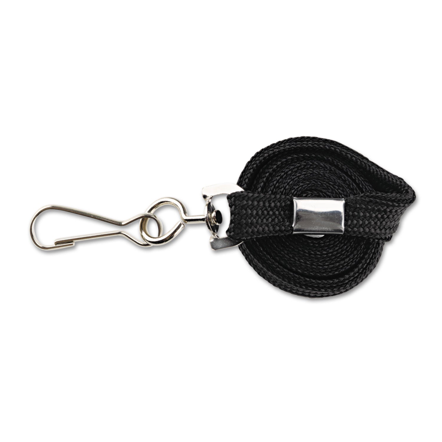 Advantus Deluxe Lanyards, Metal J-Hook Fastener, 36" Long, Black, 24/Box