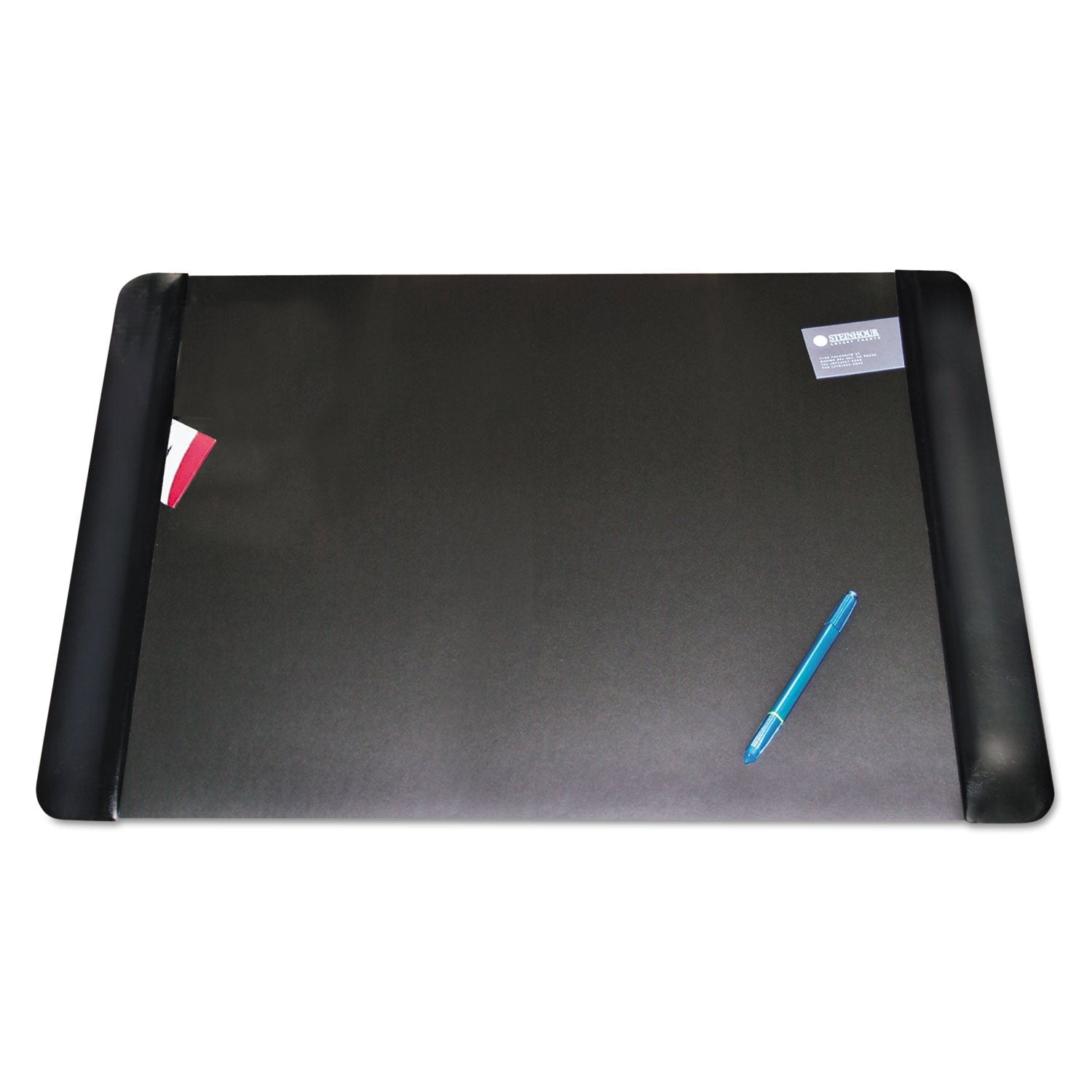 Artistic® Executive Desk Pad With Antimicrobial Protection, Leather-Like Side Panels, 36 X 20, Black