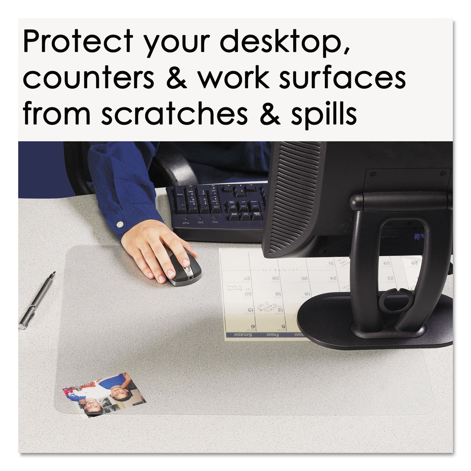 Artistic® KrystalView Desk Pad with Antimicrobial Protection. Matte Finish, 17 x 12, Clear