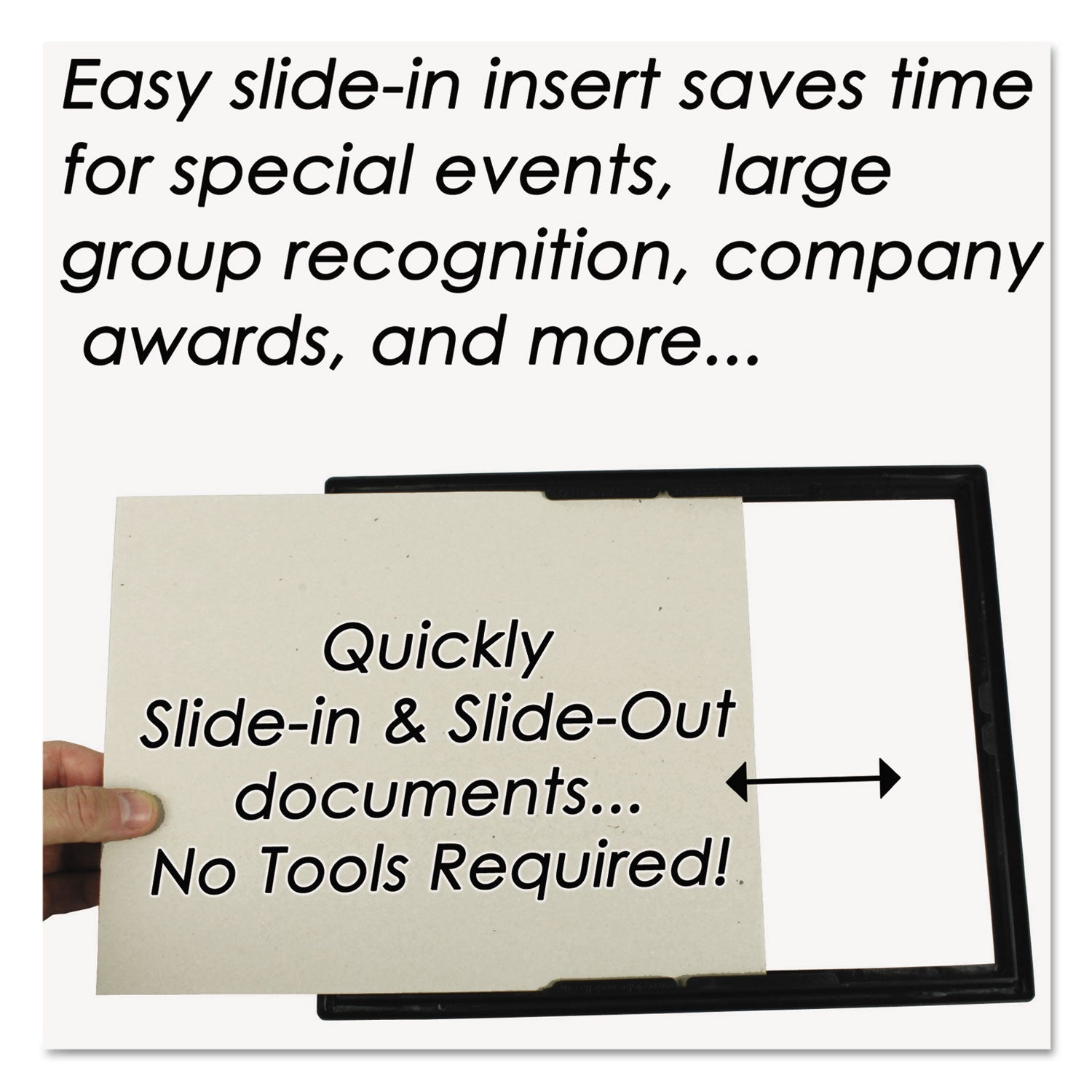 NuDell™ Ez Mount Document Frame With Trim Accent And Plastic Face, Plastic, 8.5 X 11 Insert, Black/gold