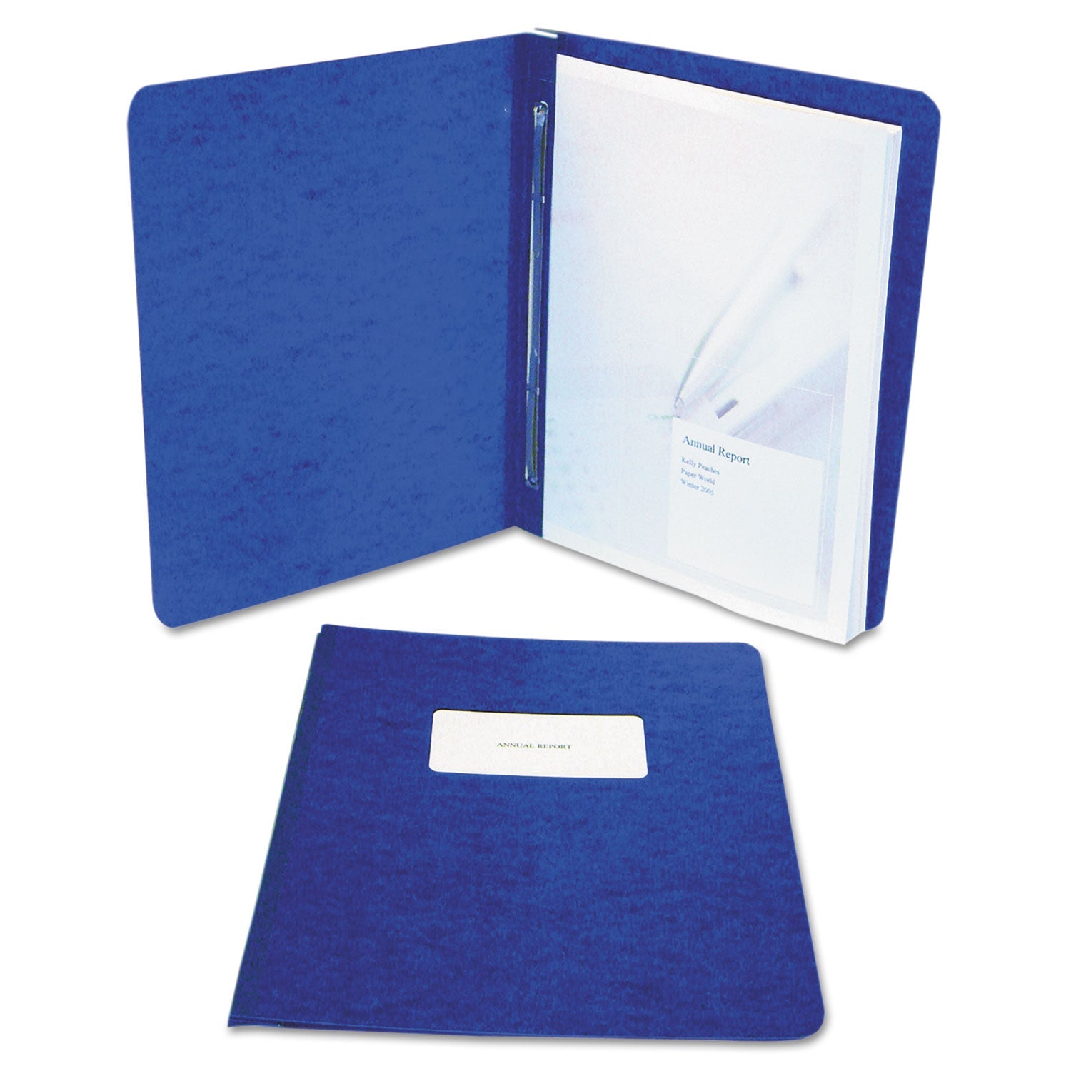 ACCO Presstex Report Cover With Tyvek Reinforced Hinge, Side Bound, Two-Piece Prong Fastener, 3" Capacity, 8.5 X 11, Dark Blue