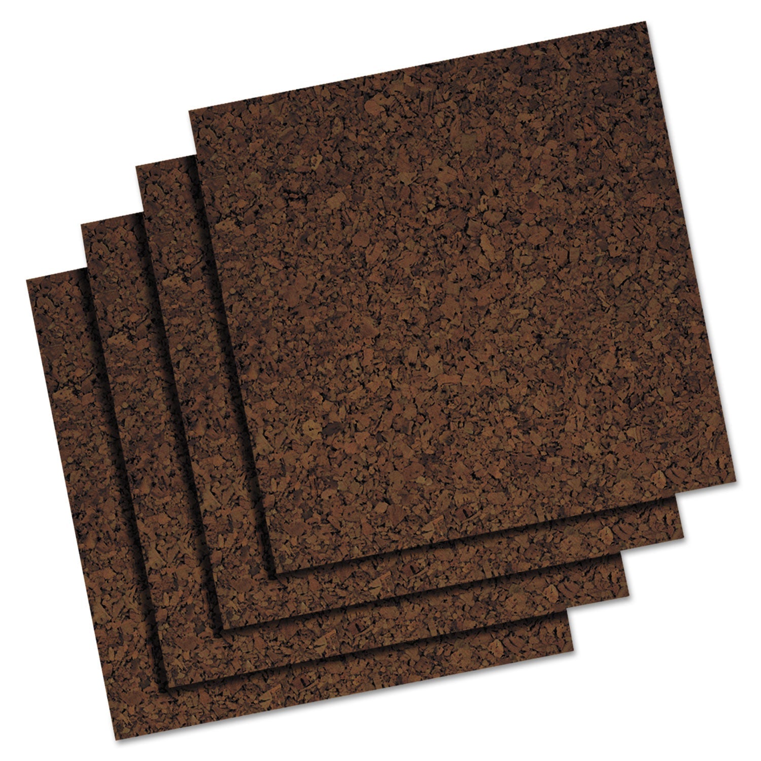 Quartet® Cork Panels, 12" x 0.38" x 12", Brown, 4/Pack
