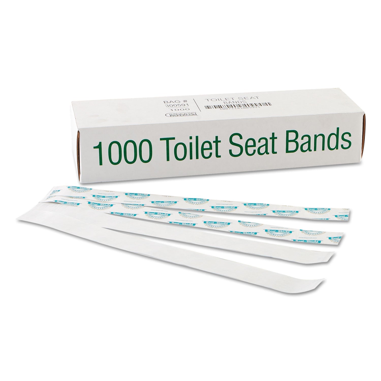 Bagcraft Sani/shield Printed Toilet Seat Band, 16 X 1.5, Deep Blue/white, 1,000/carton