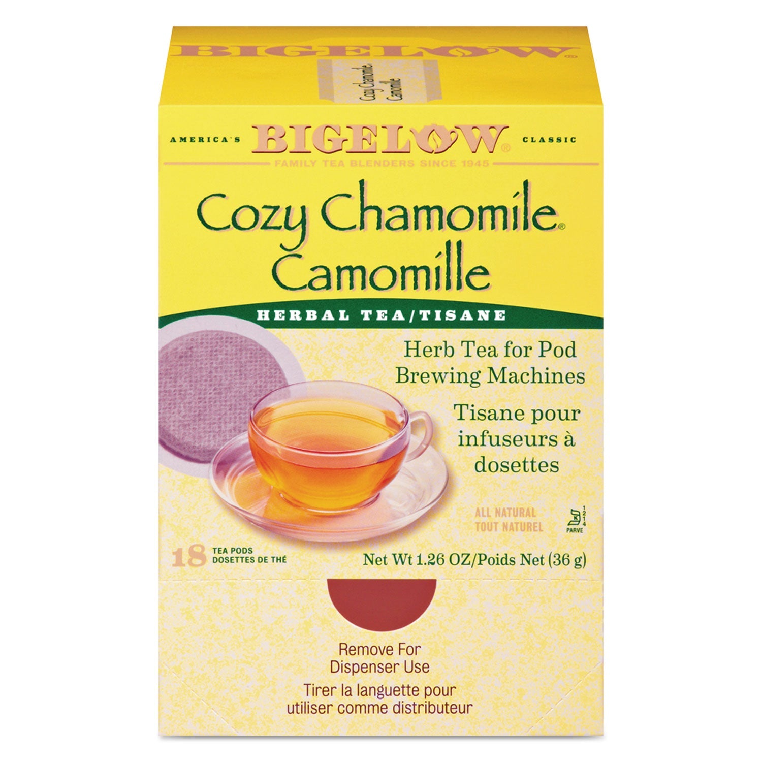 Bigelow Cozy Chamomile Herbal Tea Pods | 18/Box