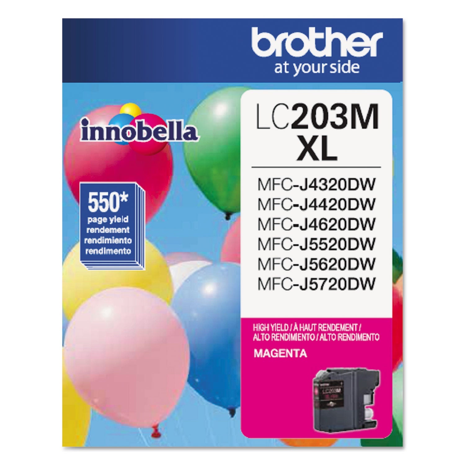 High-Yield Magenta Ink | Brother LC203M, 550-Yield