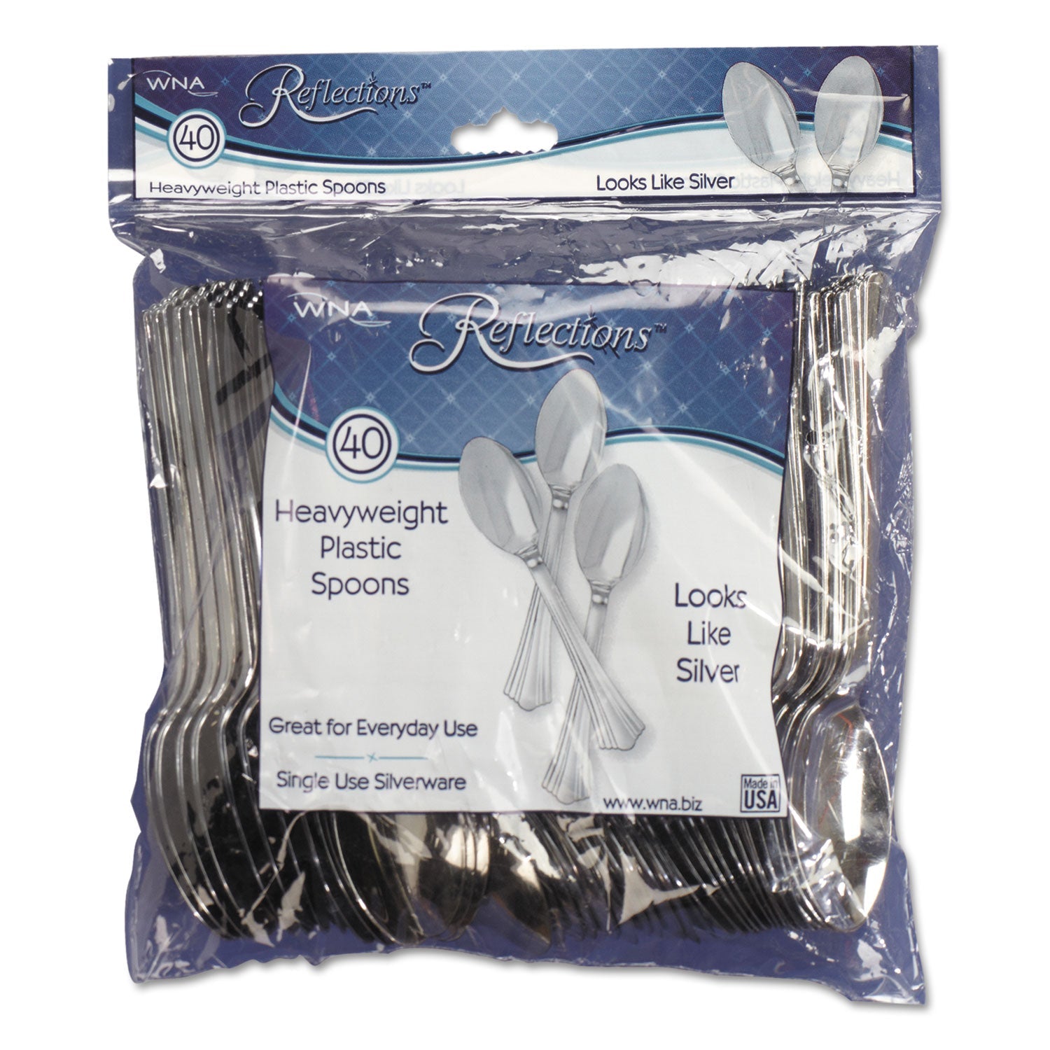Reflections Plastic Spoons | Silver | 40-Pack