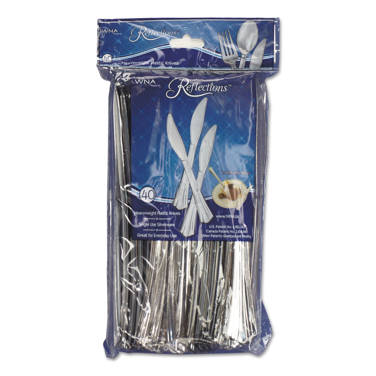 Reflections Plastic Knives | Silver, 40/Pack, WNA