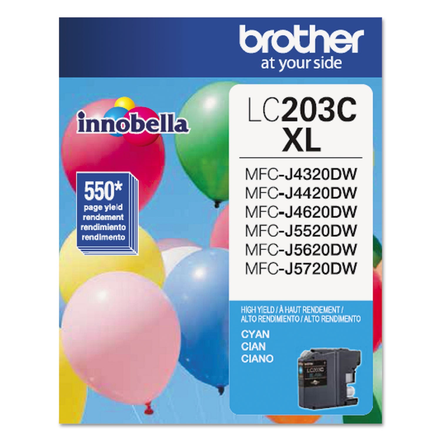High-Yield Cyan Ink | Brother LC203C, 550-Yield