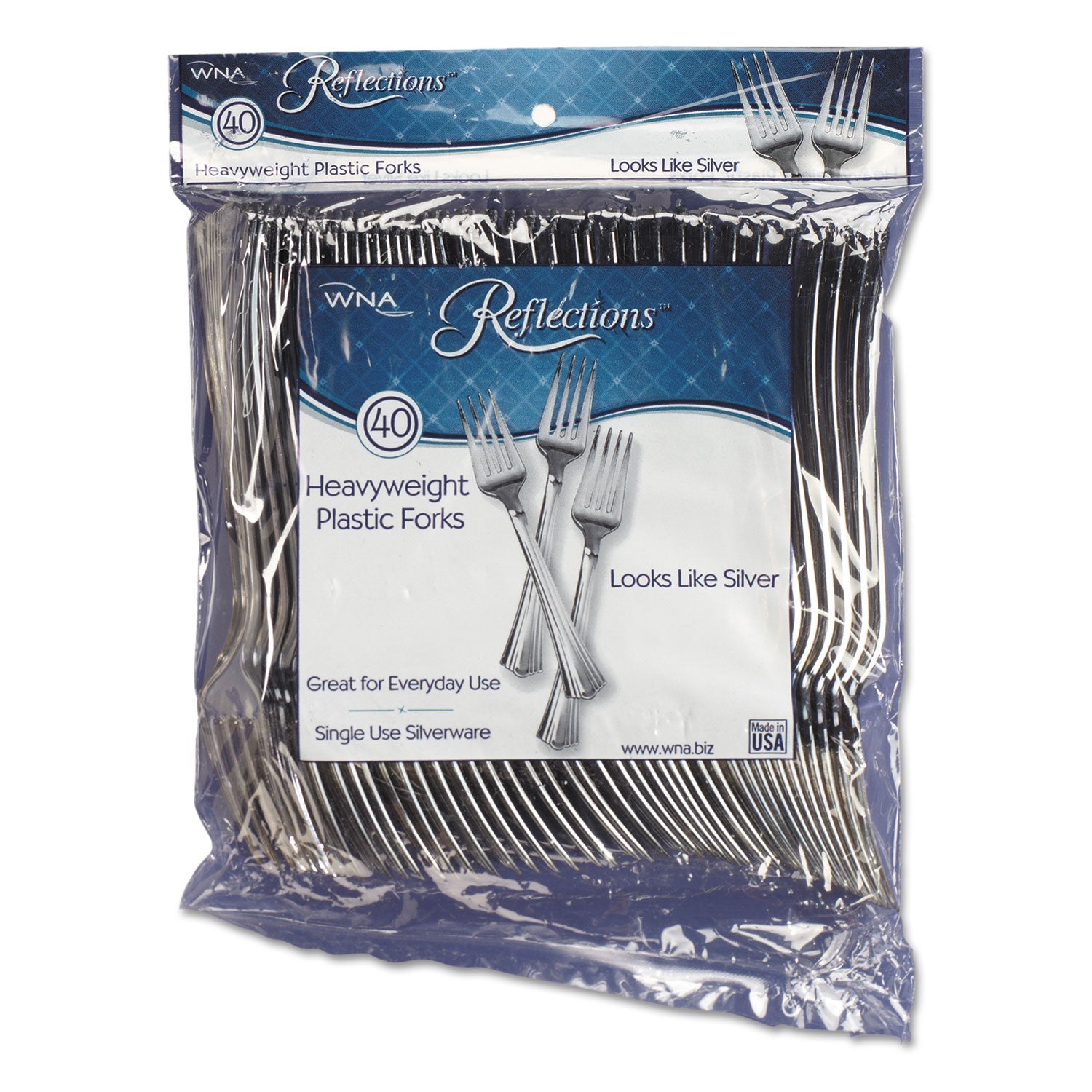 Reflections Plastic Forks | Silver, 40/Pack, WNA
