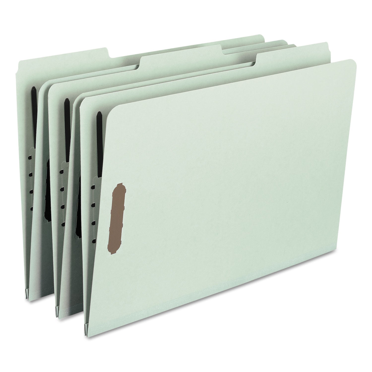 Smead Recycled Pressboard Fastener Folders, 1" Expansion, 2 Fasteners, Legal Size, Gray-Green Exterior, 25/Box