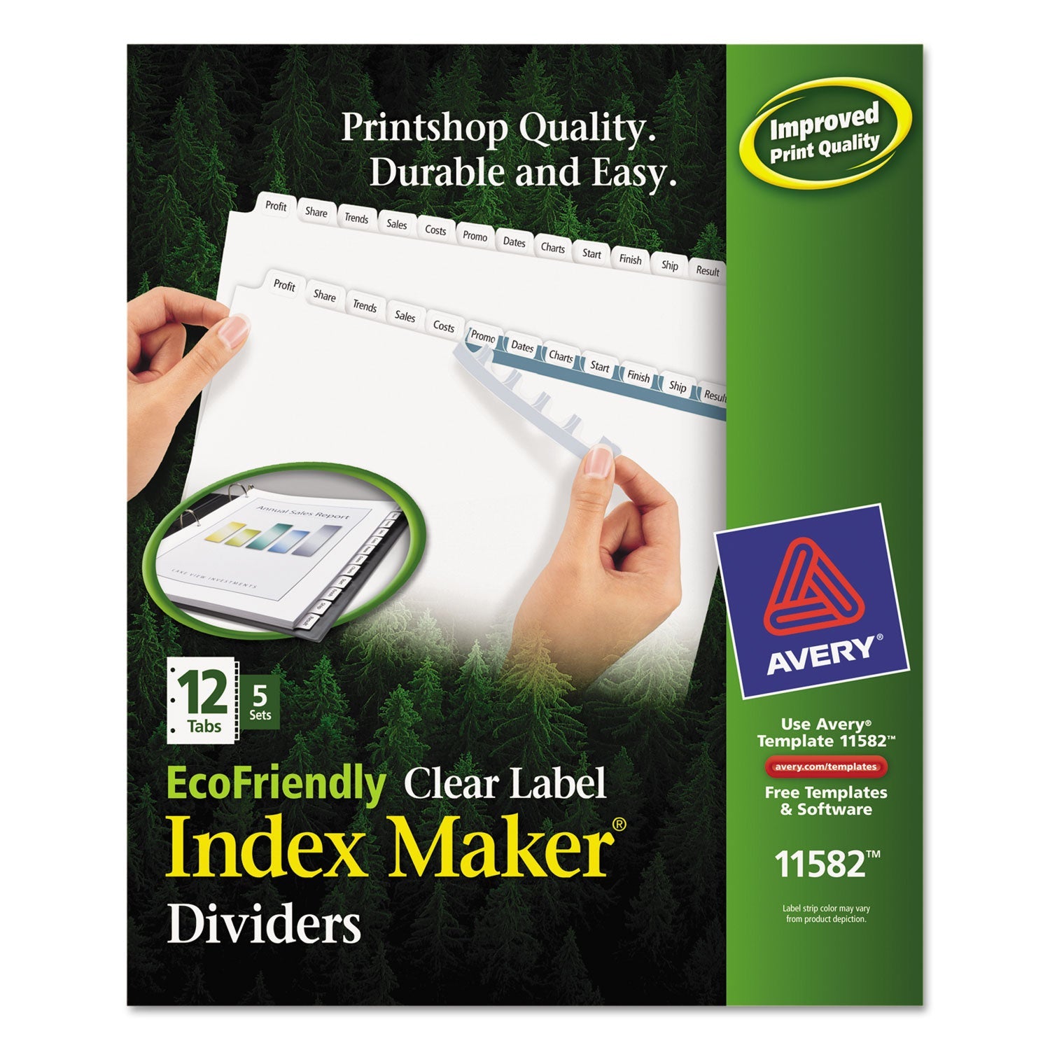 EcoFriendly Clear Label Dividers | 12-Tab, 5 Sets