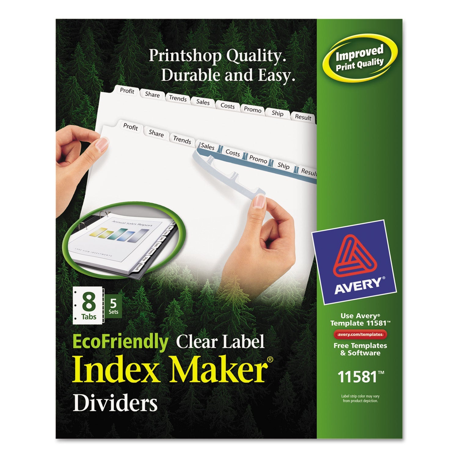 EcoFriendly Clear Label Dividers | 8-Tab, 5 Sets