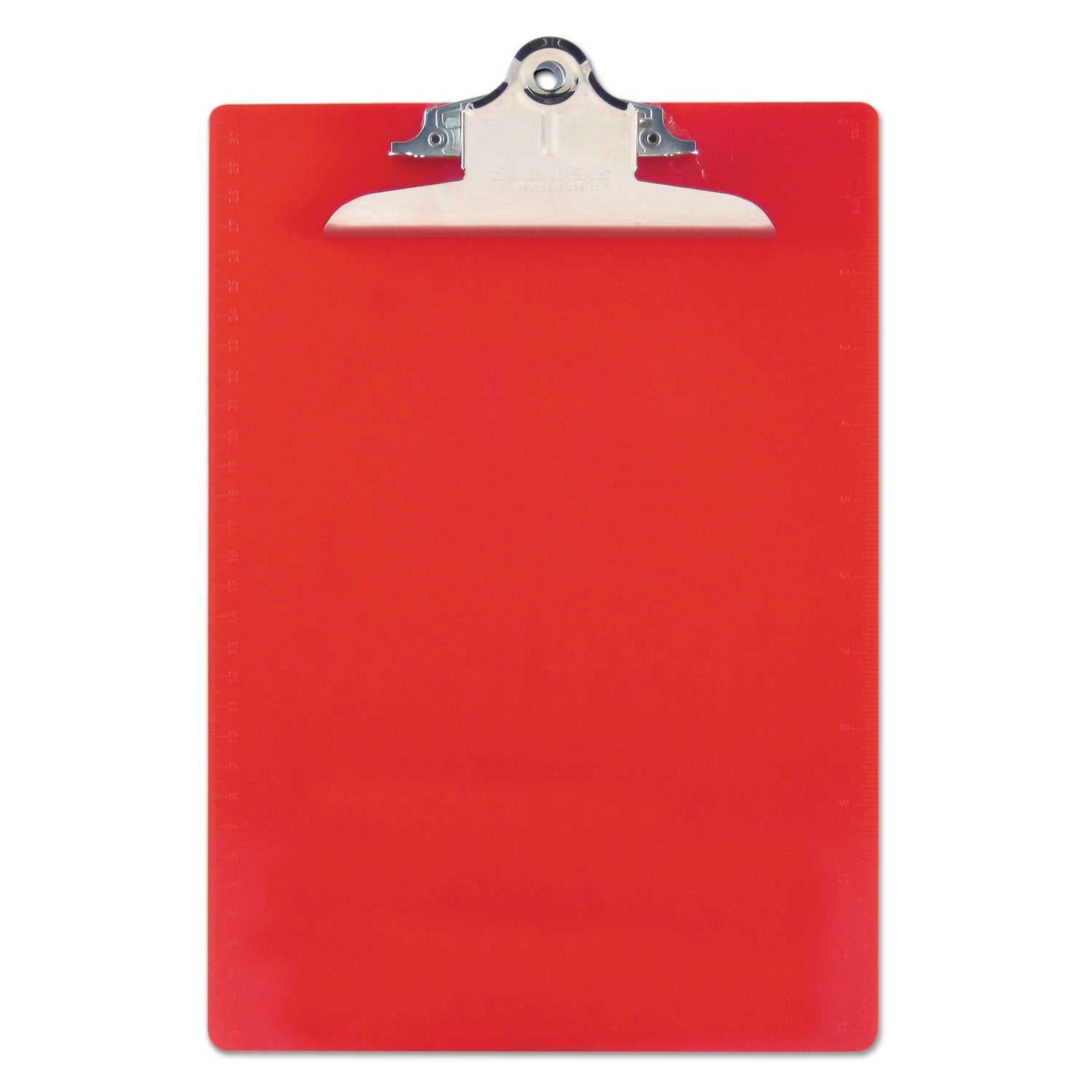 Saunders Recycled Plastic Clipboard with Ruler Edge, 1" Clip Capacity, Holds 8.5 x 11 Sheets, Red