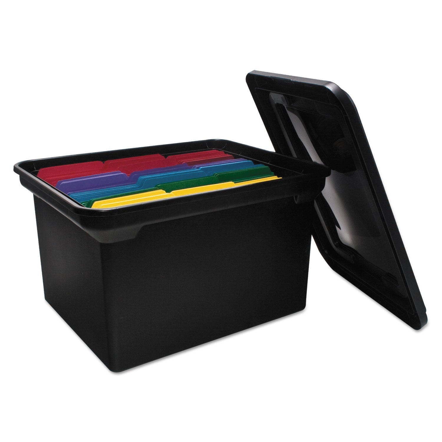 Advantus File Tote with Lid, Letter/Legal Files, 14.25" x 18" x 10.88", Black