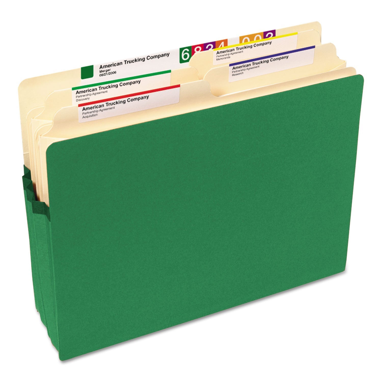 Smead Colored File Pockets, 3.5" Expansion, Letter Size, Green