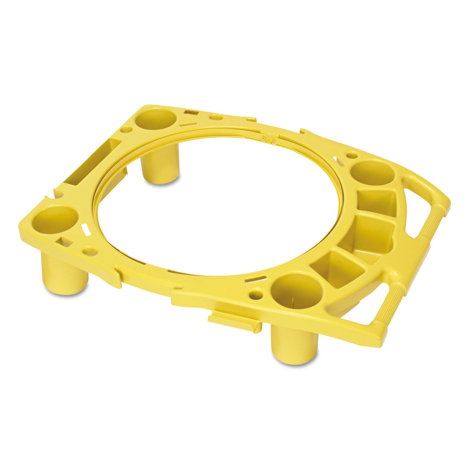 Rubbermaid® Commercial BRUTE Standard Brute Rim Caddy, Four Compartments, Fits 32.5" Diameter Cans, 26.5 x 6.75, Yellow