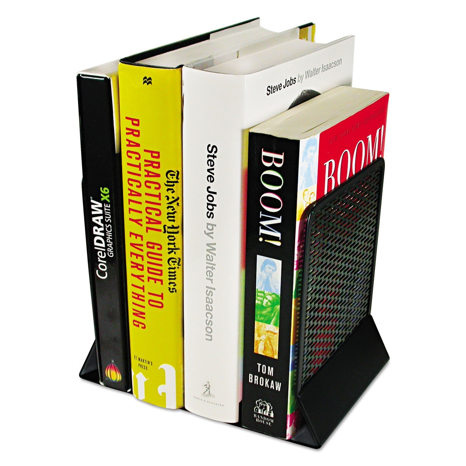 Artistic® Urban Collection Punched Metal Bookends, Nonskid, 5.5 x 6.5 x 6.5, Perforated Steel, Black, 1 Pair