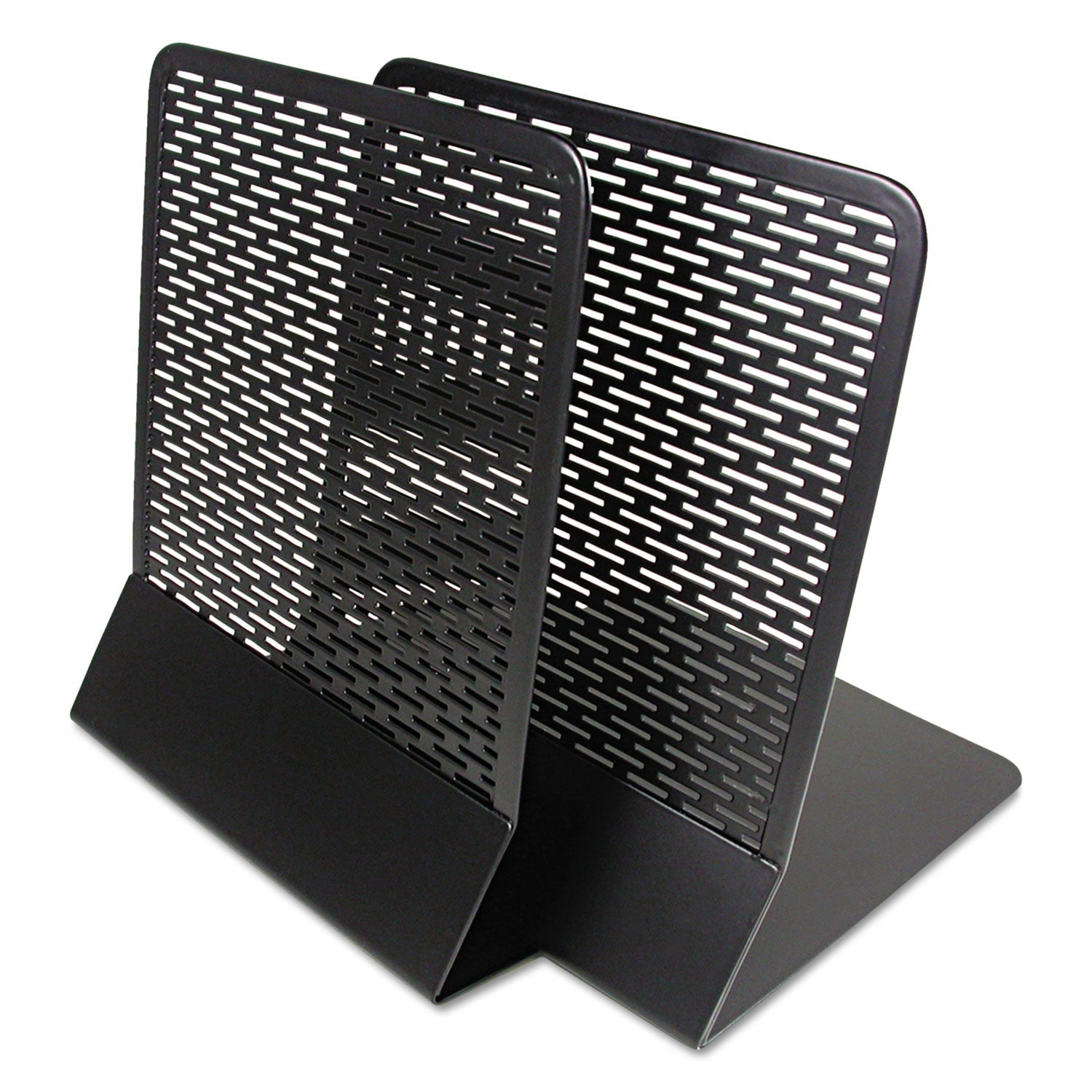 Artistic® Urban Collection Punched Metal Bookends, Nonskid, 5.5 x 6.5 x 6.5, Perforated Steel, Black, 1 Pair