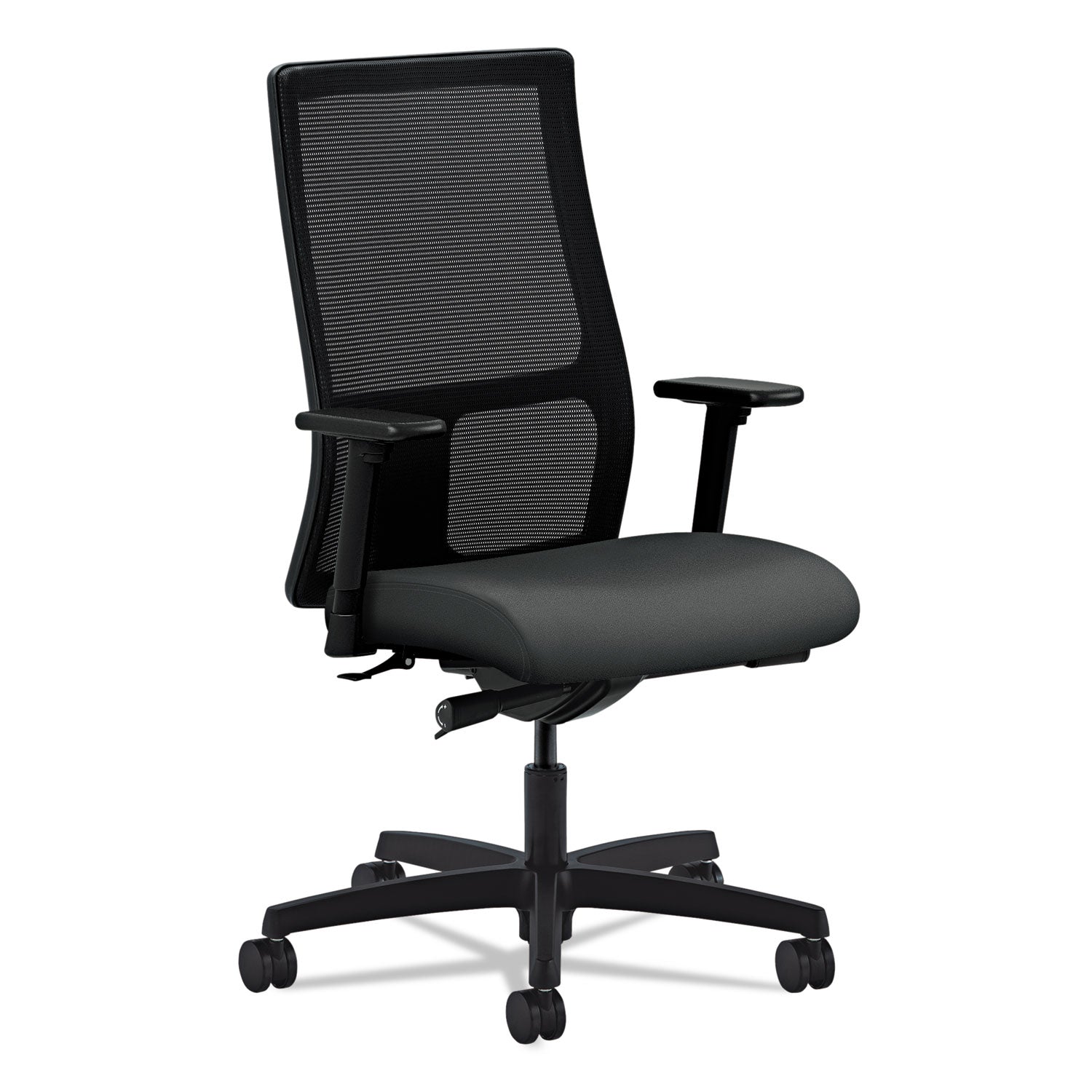 HON® Ignition Series Mesh Mid-Back Work Chair, Supports Up To 300 Lb, 17.5" To 22" Seat Height, Iron Ore Seat, Black Back/base