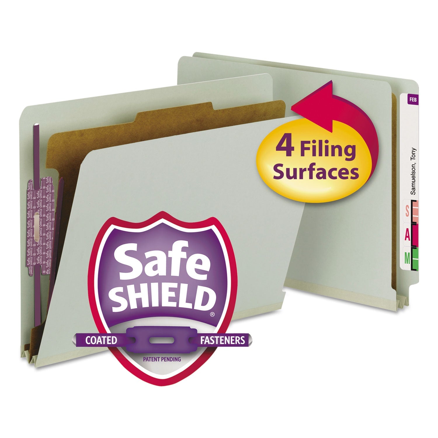End Tab Class Folders | Smead Pressboard Gray-Green