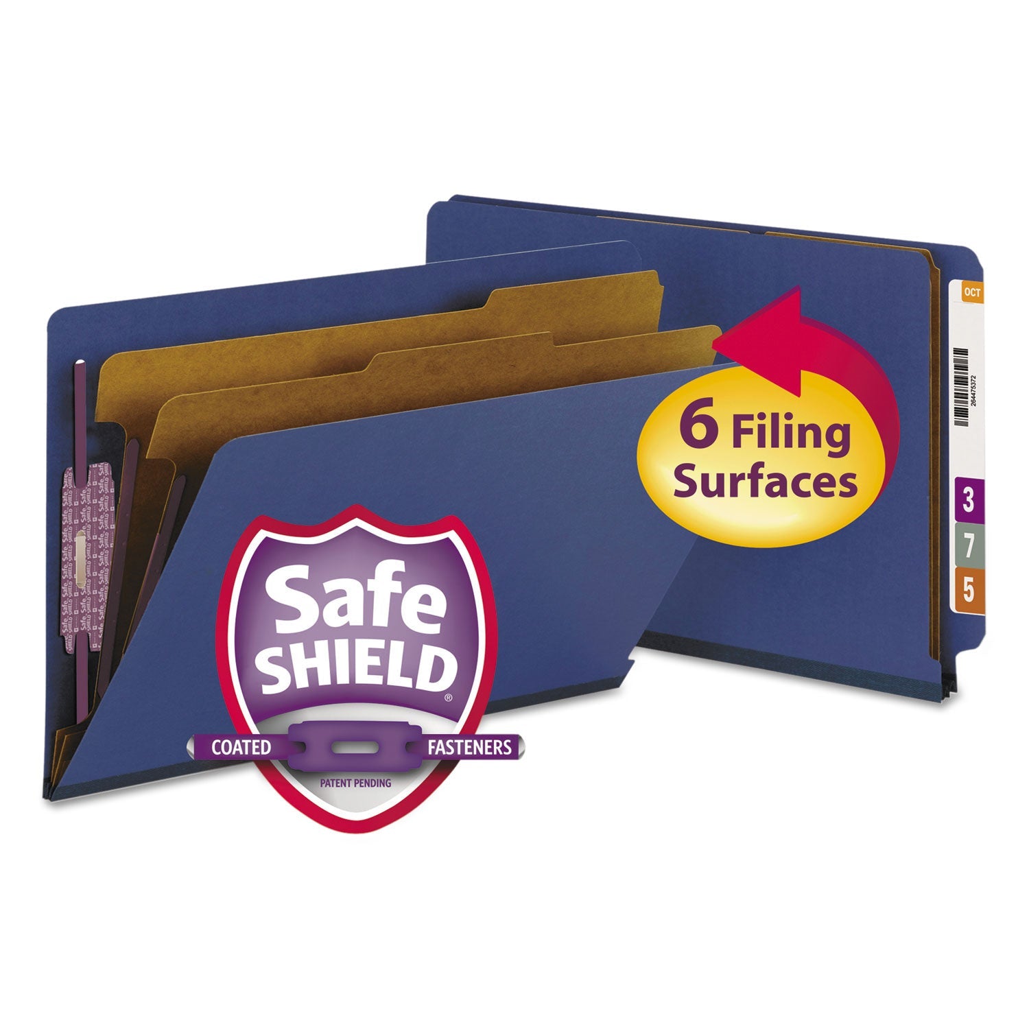 End Tab Pressboard Classification Folders | Dk Blue