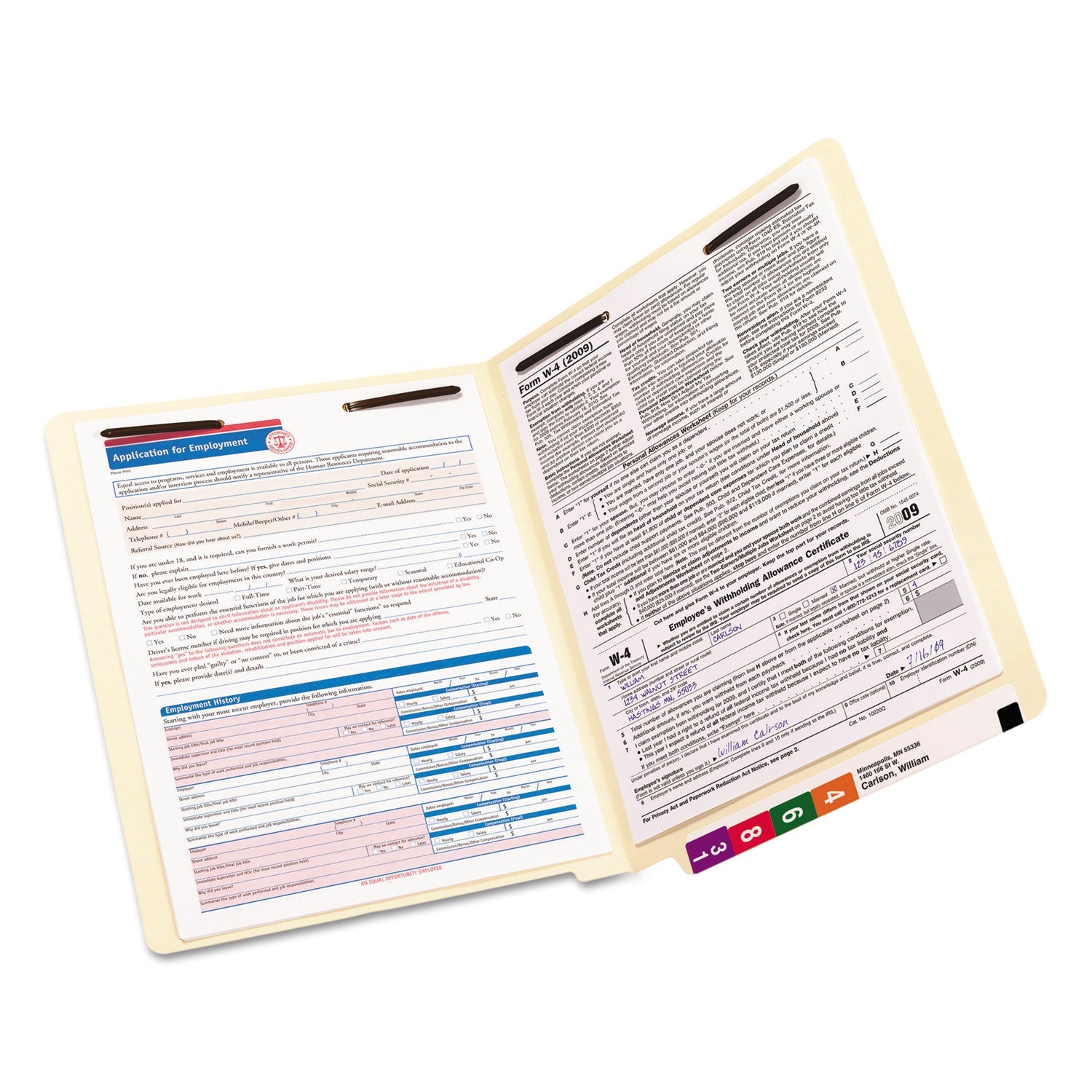 Smead TUFF Laminated Fastener Folders with Reinforced Tab, 0.75" Expansion, 2 Fasteners, Letter Size, Manila Exterior, 50/Box