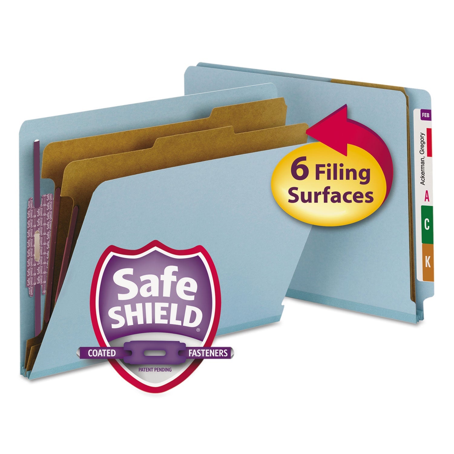 End Tab Pressboard Classification Folders | Blue